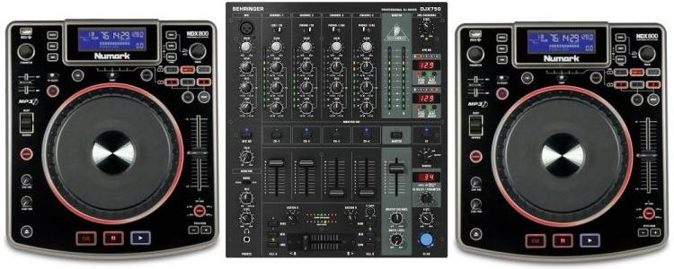 Mikser DJ zestaw Behringer DJX 750 + 2 x Numark NDX800
