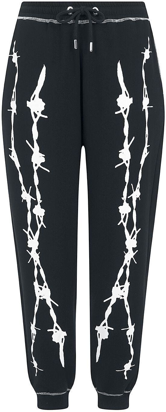 Hell Bunny Barbed Wire Joggers Spodnie z materiału czarny, biały
