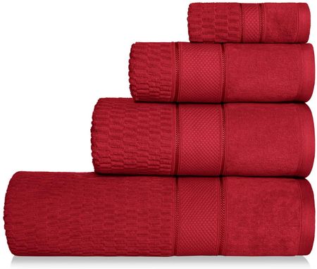 Czerwony Ręcznik Welurowy 50X90 Peru Bawełna