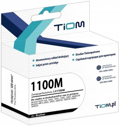 TIOM TUSZ DO BROTHER LC1100M DCP145/165C MAGENTA
