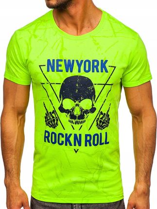 T-shirt Z Nadrukiem Zielony-neon Y70030 Denley_xl