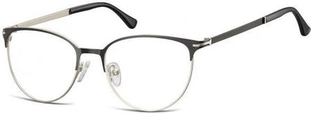 Sunoptic Okulary Oprawki Korekcyjne Kocie Oczy Zerówki 914 Srebrno-czarne