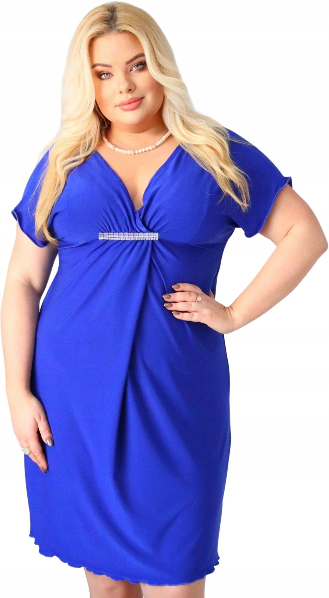 Stylowa chabrowa sukienka XXL midi plus size 44/46 - Ceny i opinie -  