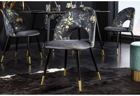 Krzesło Pret-A-Porter Żółte W Kwiaty Dark Grey