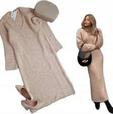 Zara sukienka sweterkowa alpaka beżowa długa m 38 - Ceny i opinie 