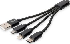ASSMANN KABEL USB  USB-A - USB-C, MICROUSB, LIGHTNING 0.15 M CZARNY (DB-300160-002-S)  (DB300160002S)