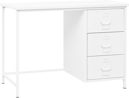Biurko vidaXL vidaXL Industrialne biurko z szufladami, białe, 105x52x75 cm, stal
