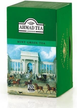 Ahmad Tea London Green Tea Mint Herbata zielona ekspresowa Miętowa 20 torebek (w kopertach aluminiowych)