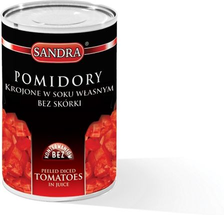 Sandra Pomidory krojone bez skórki w soku własnym puszka 425ml