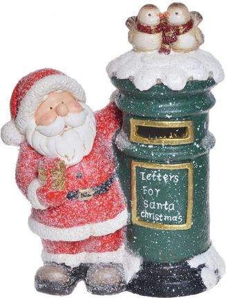 MIA home Figurka Święty Mikołaj Ze Skrzynką Na Listy Led Zielony