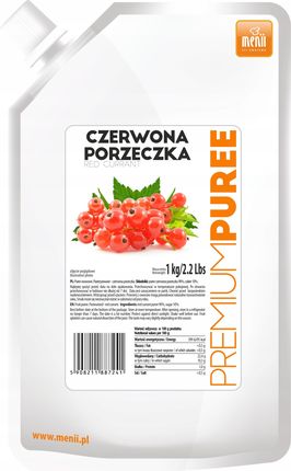 Menii Premium Puree Mus 90% Pulpa Czerwona Porzeczka 1kg