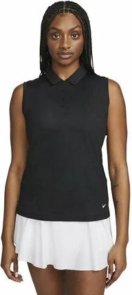 Nike Dri-Fit Victory Solid Womens Sleeveless Polo Shirt Black/White M
