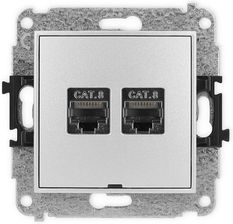 Zdjęcie Karlik Gniazdo Komputerowe Podwójne Kat.8 Srebrny Metalik 7MGKBO12 - Będzin