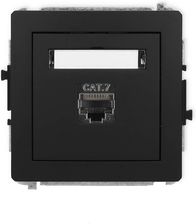 Karlik Gniazdo Komputerowe Pojedyncze Rj45 Kat.7, Ekranowane Czarny Mat Deco 12DGK9