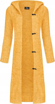 Mikos Damski długi sweter kardigan z kapturem 988