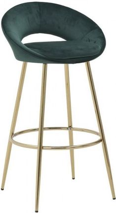 Krzesło Barowe Hoker Sombre Aksamitny Ciemny Zielony
