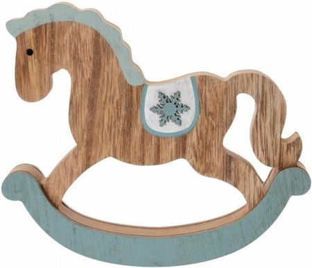 MIA home Koń Na Biegunach Drewniany Ze Śnieżynką Miętowy