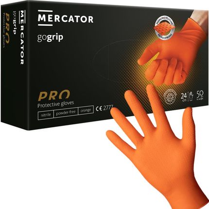 Rękawiczki nitrylowe pomarańczowe Mercator GOGRIP 50 szt. - rozm. M