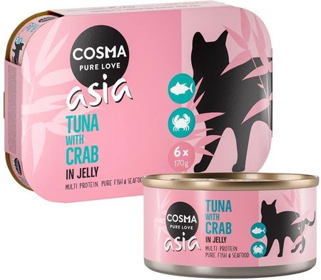 Cosma Thai/Asia W Galarecie Tuńczyk Z Krabami Karma Mokra Dla Kota 6X170G