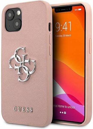 Etui Guess iPhone 13 mini różowy Saffiano Logo