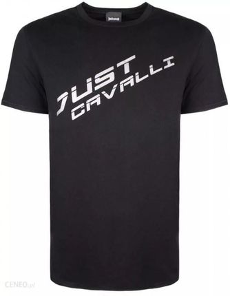 JUST CAVALLI markowy włoski t-shirt EFEKTOWNY BLACK -50%%%