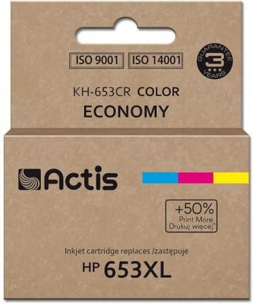 ACTIS TUSZ KH-653CR (ZAMIENNIK HP 653XL 3YM74AE; PREMIUM; 18ML; 300 STRON; KOLOROWY)