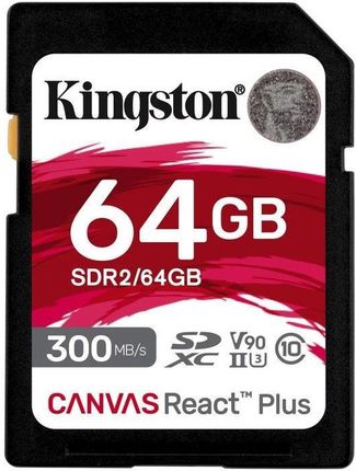 Kingston 64Gb Sdxc Canvas React Plus 300Mb/S U3 V90 (Sdr264Gb)