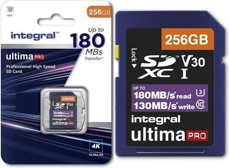 Karta pamięci INTEGRAL SDXC 256GB Professional High Speed 180/130MB UHS-I U3 V30