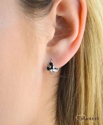 Diament Srebrne kolczyki dla dziewczynki wiszące Myszka Miki (DIAKLC5878925)