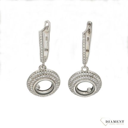 Diament Kolczyki srebrne z cyrkoniami w kółeczku (DIAKLC6369925)