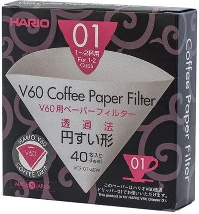 Hario Filtry Papierowe Do Dripa V60-01 Białe 40 Szt