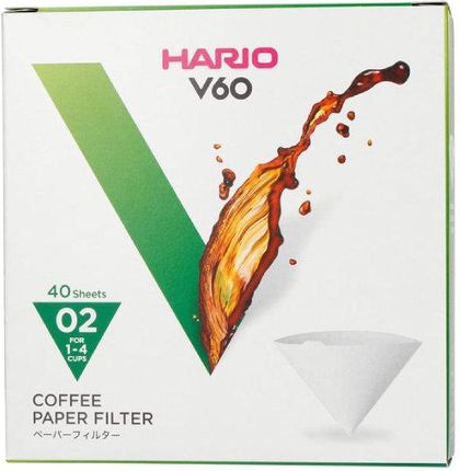 Hario Filtry Papierowe Do Dripa V60-02 Białe 40 Szt