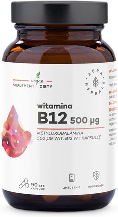 Aura Herbals Witamina B12 500 µg, Metylokobalamina 90kaps.