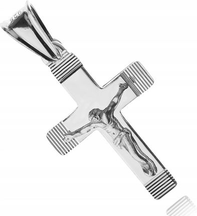 Krzyżyk Krzyż Srebrny Diamentowany Jezus Wisiorek