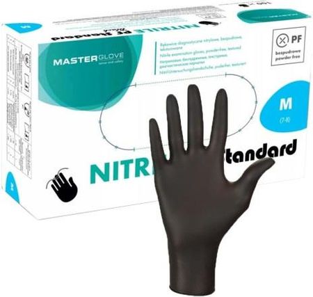 Rękawiczki nitrylowe bezpudrowe Master Glove Nitrile PF Standard Black 100szt