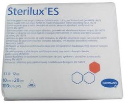 Sterilux Es kompresy z chłonnej gazy opatrunkowej z zakładanymi brzegammi 10x20cm 17nitkowe 12warstwowe, 100szt.