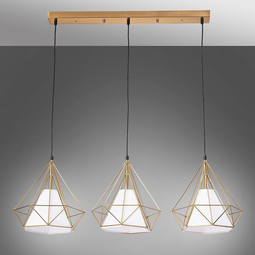 MERKURY MARKET LAMPA WISZĄCA HIRA 3 GOLD/WHITE 3XE27 BIAŁY ...