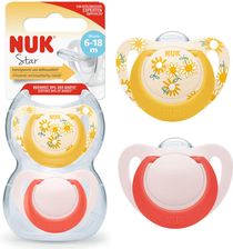 Zdjęcie NUK Star silikonowy 6-18M czerwony + żółty 2 szt. - Wałcz