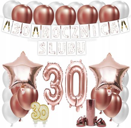 Zestaw Balony 30 Rocznica Ślubu Rose Gold Girlanda (ZR30)