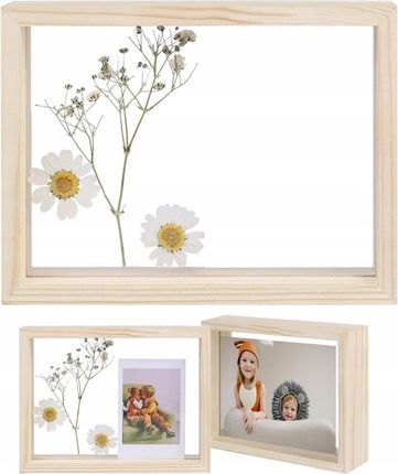 Ramka Stojąca Drewniana do Zdjęć 10x14.5 cm / Suszone Kwiaty