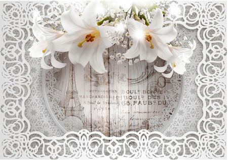 Artgeist Fototapeta W Kwiaty- Lilie I Drewniane Tło 250x175
