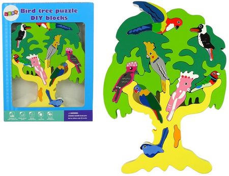 Import Leantoys Drewniane Drzewo Ptaki Papugi Diy Klocki Drewniane Puzzle