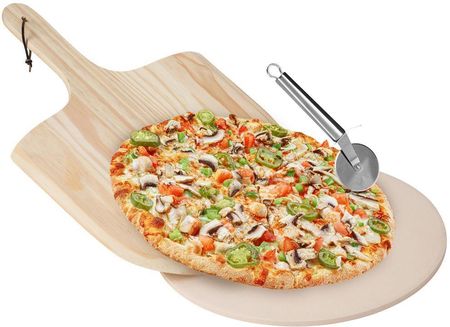 Orion Kamień szamotowy do pieczenia pizzy forma na pizzę deska łopata nóż zestaw 3 el.