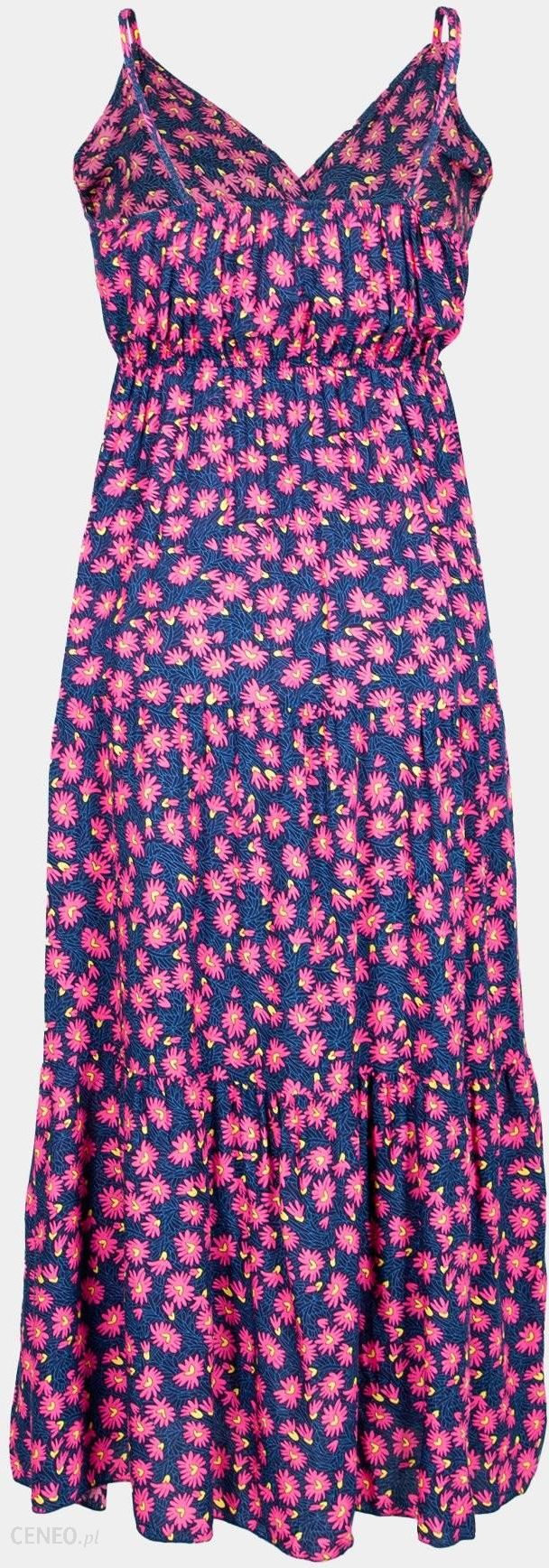 Sukienka damska letnia długa na ramiączka różowe kwiaty : Rozmiar - XL-XXL  - Ceny i opinie 
