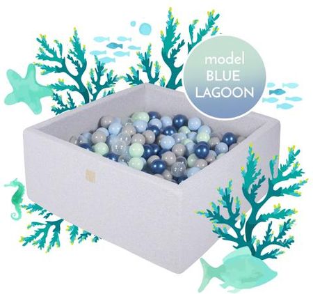 Meowbaby Bestseller Blue Lagoon 110X110X40 500 Piłeczek Miętowe Baby Blue Szare Niebieska Perła, Transparentne