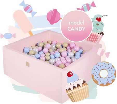 Meowbaby Bestseller Candy 110X110X40 500 Piłeczek Beżowe Pastelowy Róż Biała Perła Baby Blue