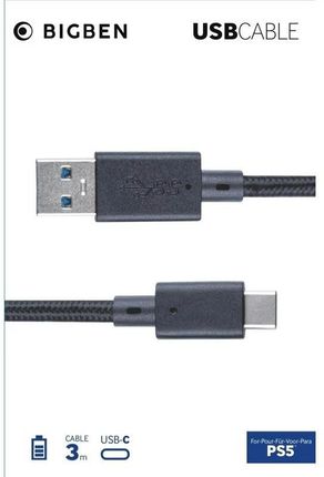 NACON  USB-CABLE FOR PS5 - 3 M - ŁADOWARKA DO KONSOLI DO GIER / KABEL DO TRANSMISJI DANYCH - SONY PLAYSTATION 5  (3665962004786)