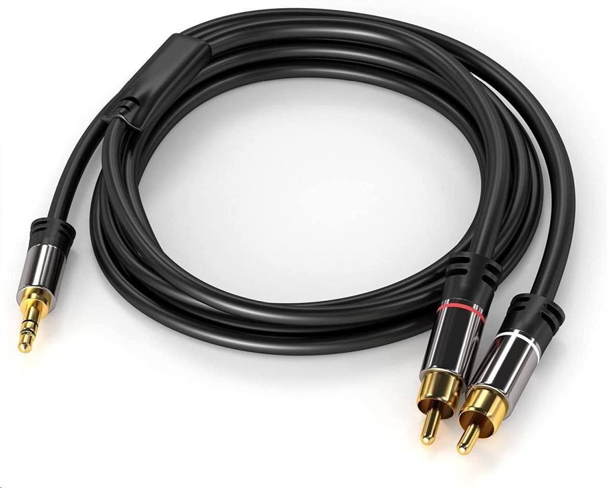 PremiumCord Cavo Audio A Y Da Jack 2,5 Mm A 2 RCA Maschio - 2 Metri - Per Collegare Fotocamera, TV, Cellulare A Hi-Fi O Amplificatore