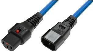 Iec-Lock Kabel zasilający przedłużający z blokadą IEC LOCK 3x1mm2 C14/C13 prosty M/Ż 1m niebieski
