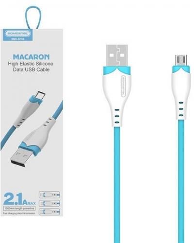 KABEL USB MICRO 2 1A SOMOSTEL NIEBIESKI 2100mAh QUICK CHARGER 1 2M POWERLINE SMS BP04 MACARON